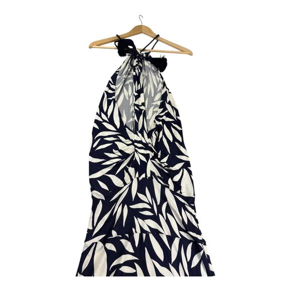 YaYa & Co Women's Open- Back Halter Maxi Dress Mermaid Style Sz Small Navy/White - Picture 13 of 13